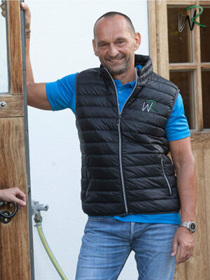 Herren Daunen Bodywarmer Reitweste mit WR-Stickerei